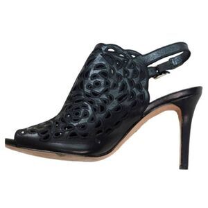 VC Signature Vince Camuto Vero Cuoio Black Leather Heels Slingback Mules 8